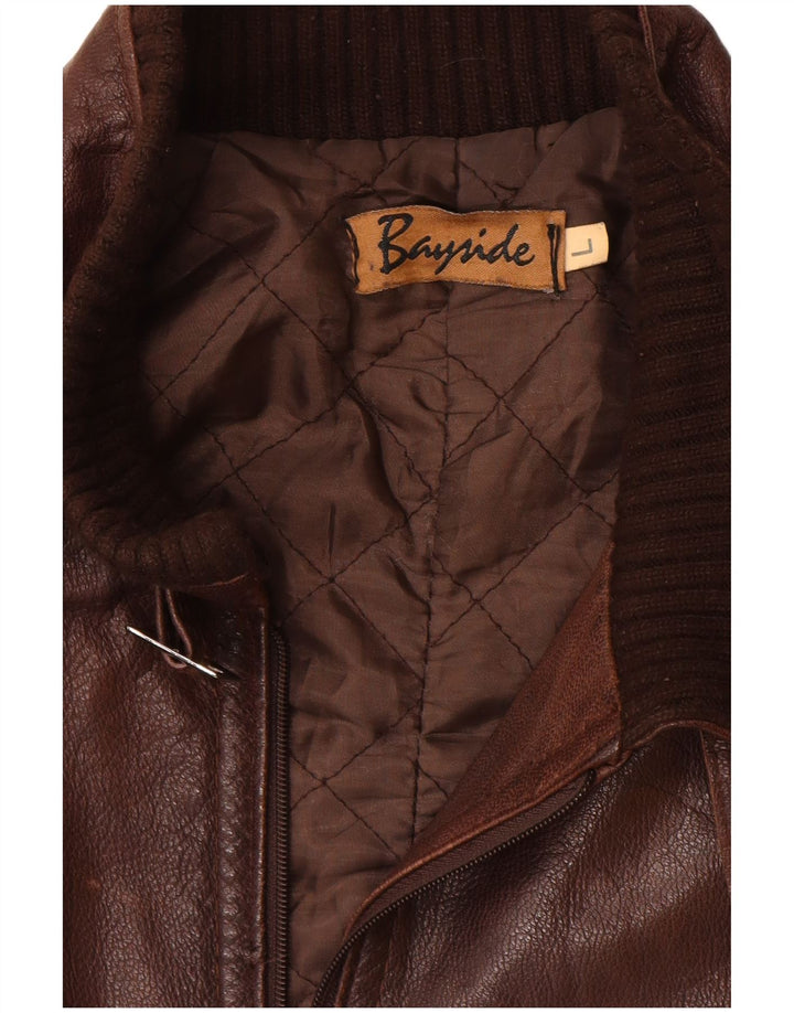 Bayside Herren-Lederjacke, Größe 40, großes braunes Leder
