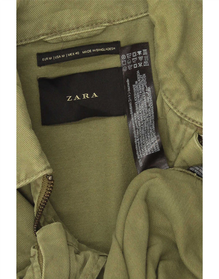 Zara Herren Bomberjacke UK 38 Mittelgrüne Baumwolle