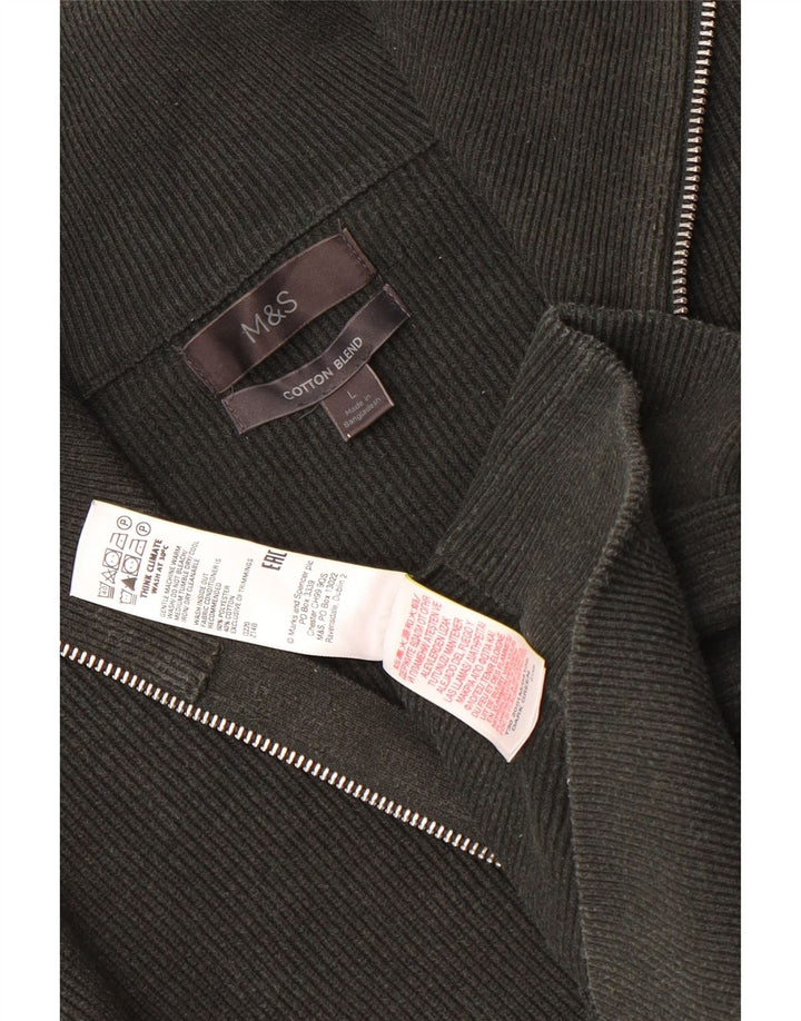 Marks & Spencer Herren-Strickjacke, groß, grün, Polyester