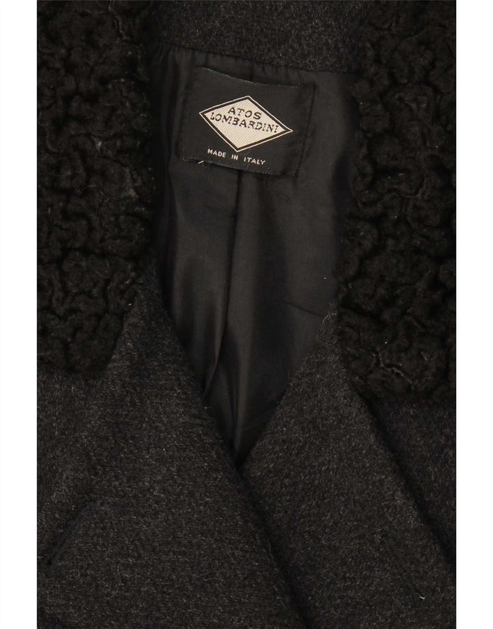 Atos Lombardini Damen Zweireihiger Mantel UK 12 Medium Schwarz