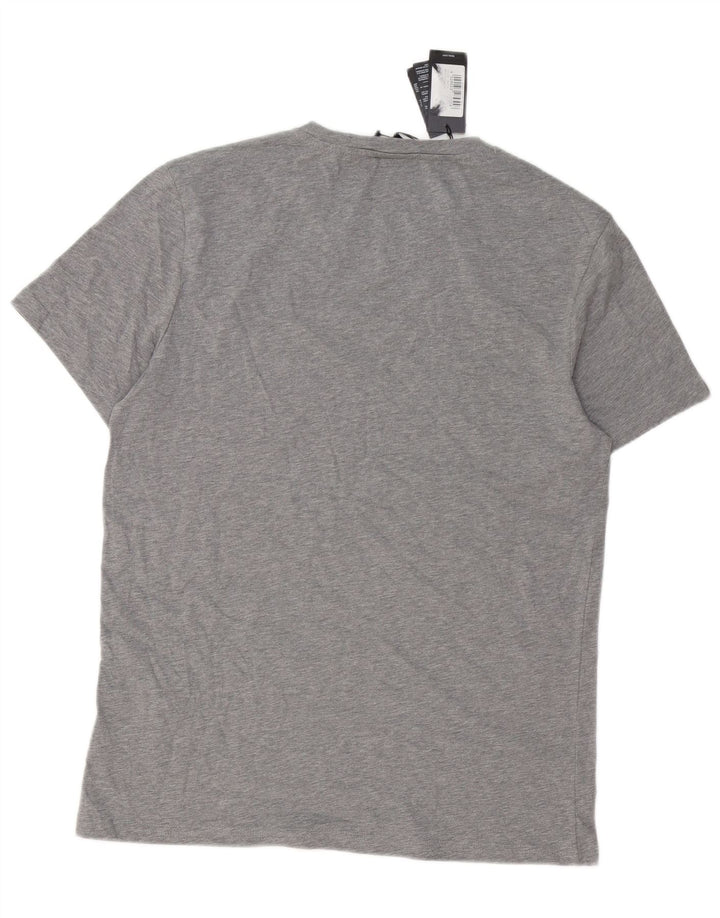Hugo Boss Herren-T-Shirt mit Grafik, groß, aus grauer Baumwolle