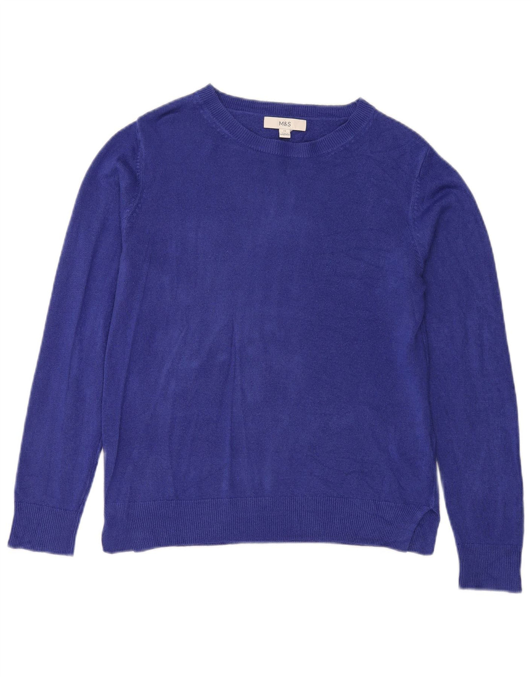 Marks & Spencer Damen-Pullover mit U-Boot-Ausschnitt, UK 14, Mittelblau, Acryl