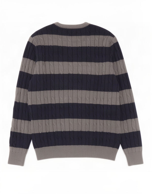 Crew Clothing Herren-Pullover mit Rundhalsausschnitt, XL, marineblau, gestreift, Baumwolle