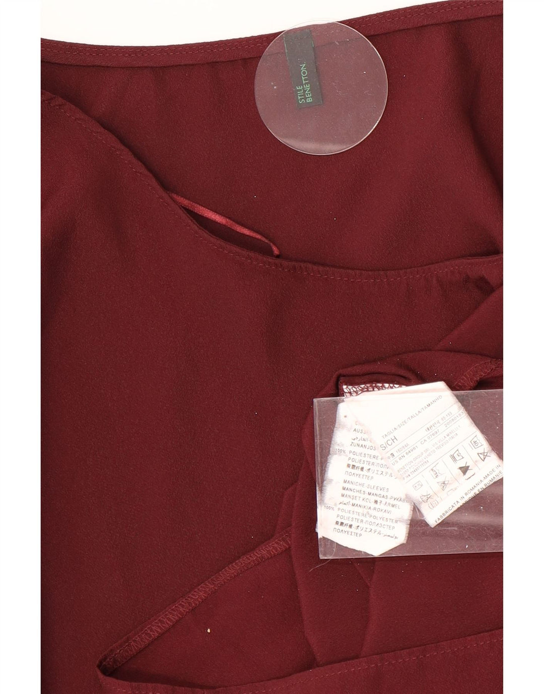 Benetton Damen-Oversize-Etuikleid, Gr. 10, klein, Burgunderrot, Polyester