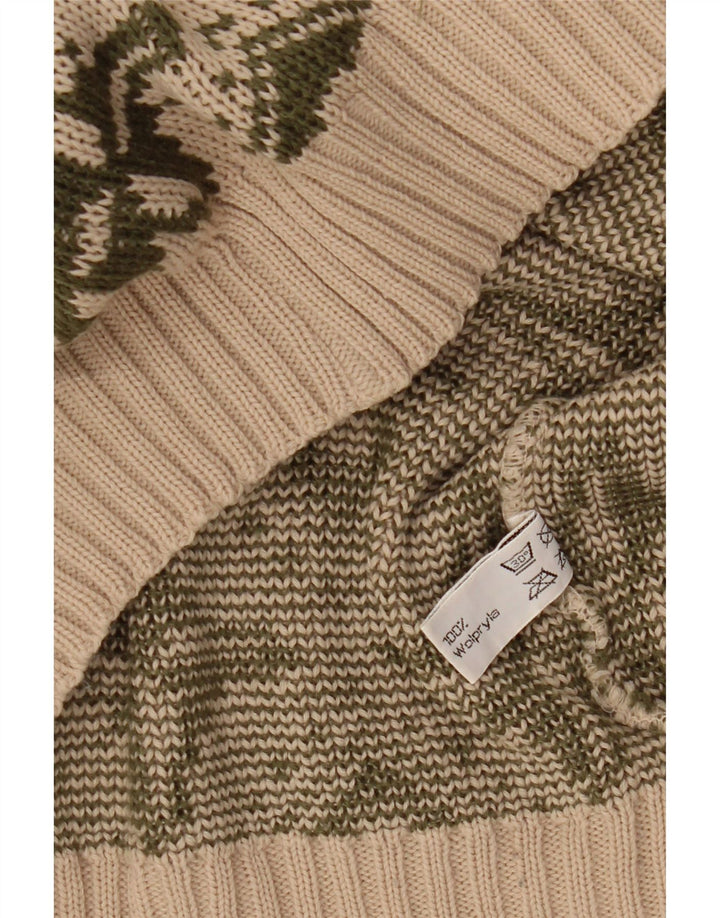 VINTAGE Damen-Pullover mit U-Boot-Ausschnitt, Größe 46, groß, beige, geometrisch