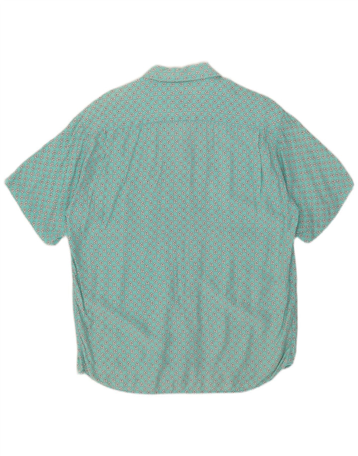 Carrera Herren Kurzarmhemd Medium Türkis Blumenmuster