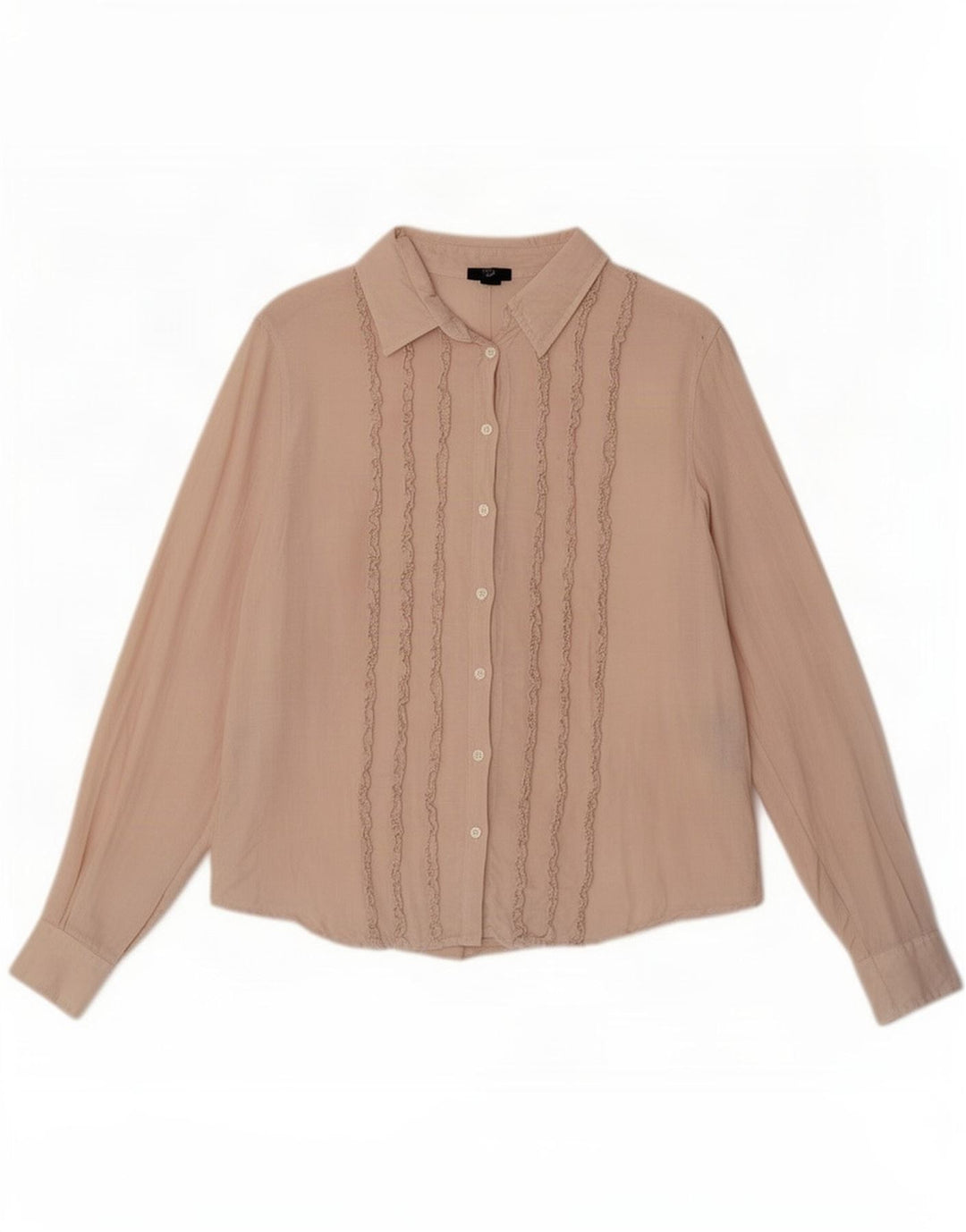 Gant Damen-Hemd mit Rüschen vorne, UK 16, Größe L, Beige, Leinen