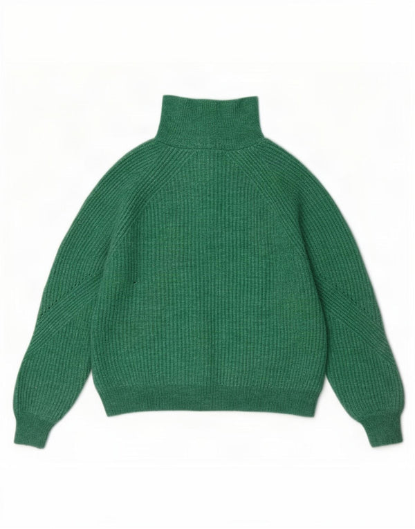 Marks & Spencer Womens Zip Neck Jumper Sweater UK 16 Large Green