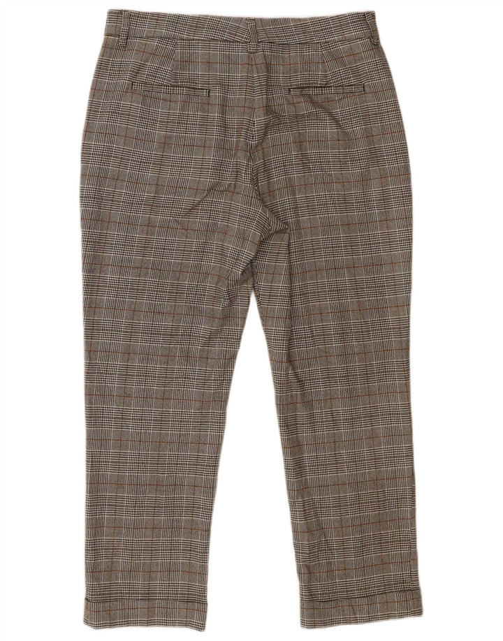 Schmale, verkürzte Hose für Damen von Zara, EU 40, mittelgroß, W30, L25, Grau mit Hahnentrittmuster