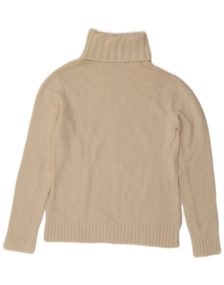 Lacoste Damen-Pullover mit Rollkragen, Größe 42, große, cremefarbene Wolle