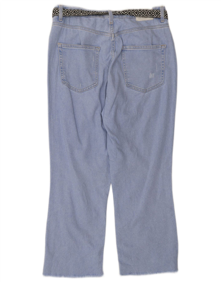 Zara Damen Distressed-Cropped-Jeans EU 38 Small W28 L24 Blaue Baumwolle