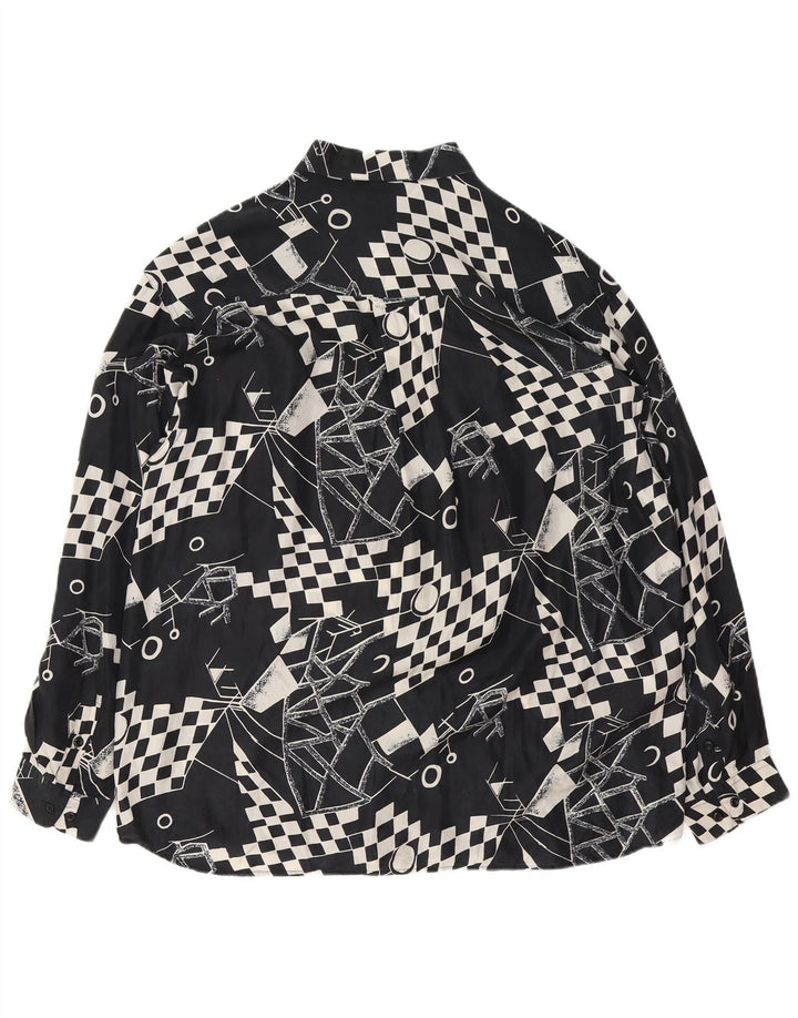VINTAGE Herrenhemd XL schwarze geometrische Seide