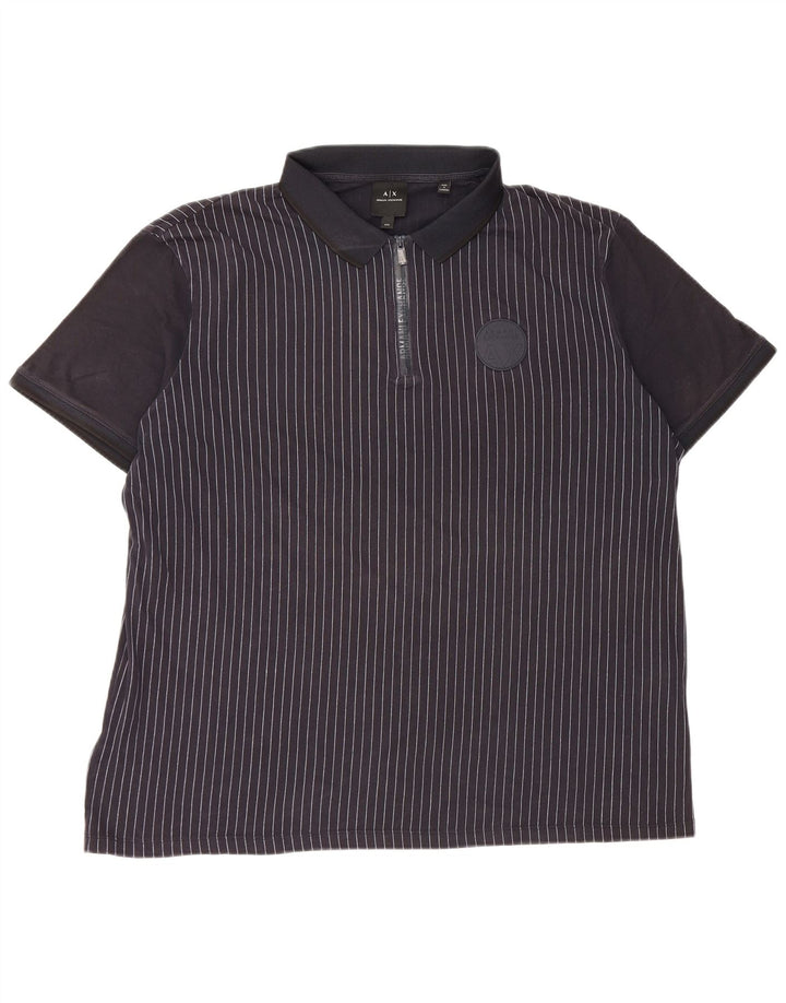 Armani Exchange Herren Poloshirt 2XL Marineblau gestreift
