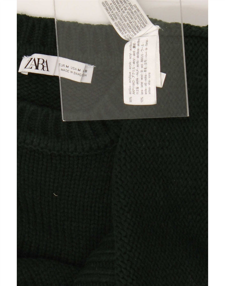 Übergroßer Pullover mit Rundhalsausschnitt von Zara für Damen, UK 14, mittelgrünes Acryl