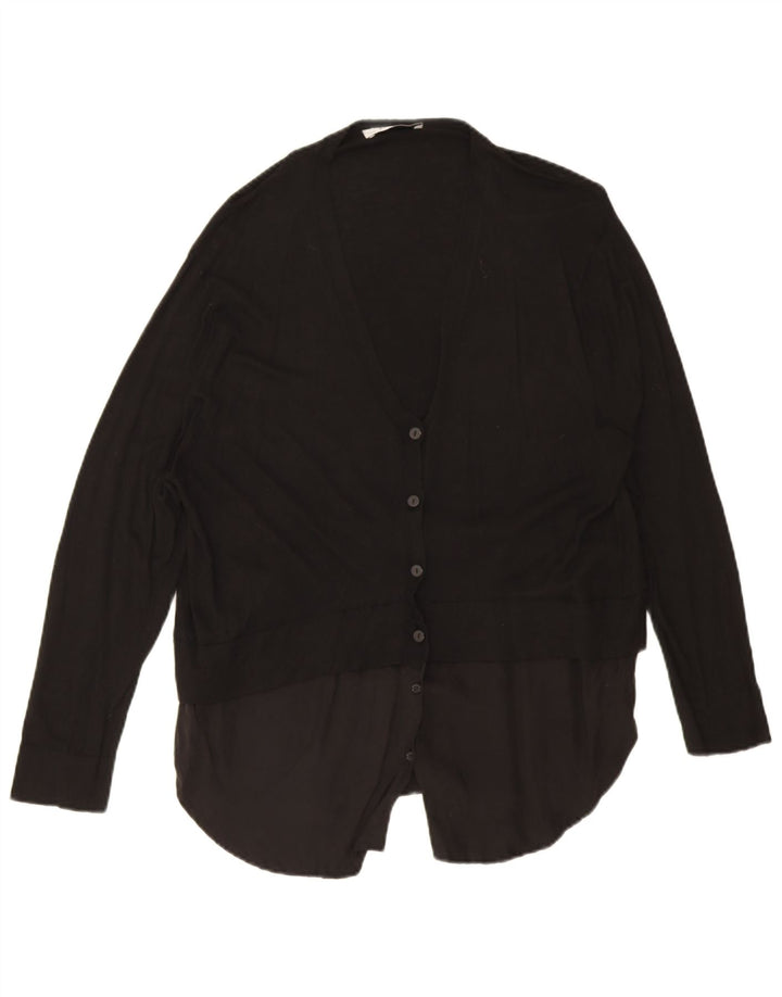 Zara Damen Strickjacke UK 14 Medium Black Cupro