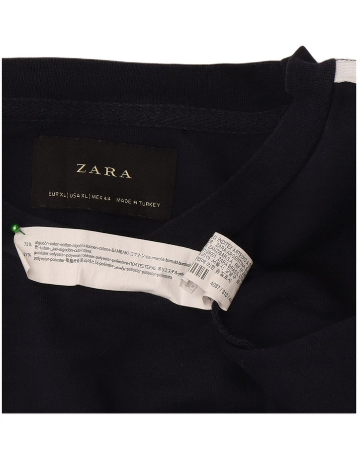 Zara Herren-Sweatshirt-Pullover XL, Marineblau, Farbblock
