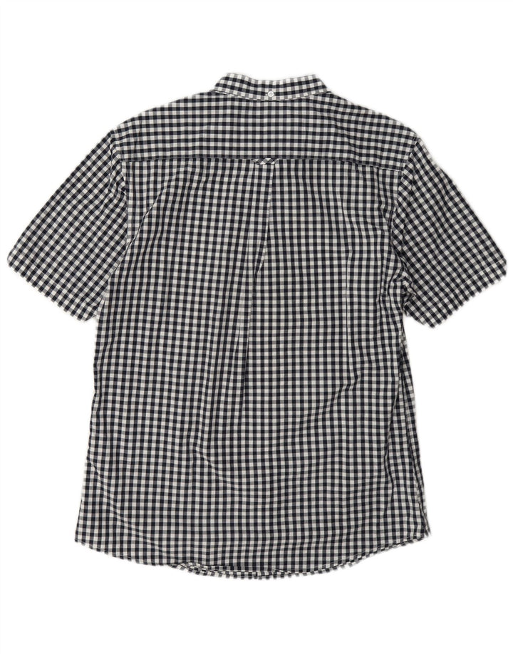 Le Shark Herren-Kurzarmhemd, groß, marineblau, Gingham-Baumwolle