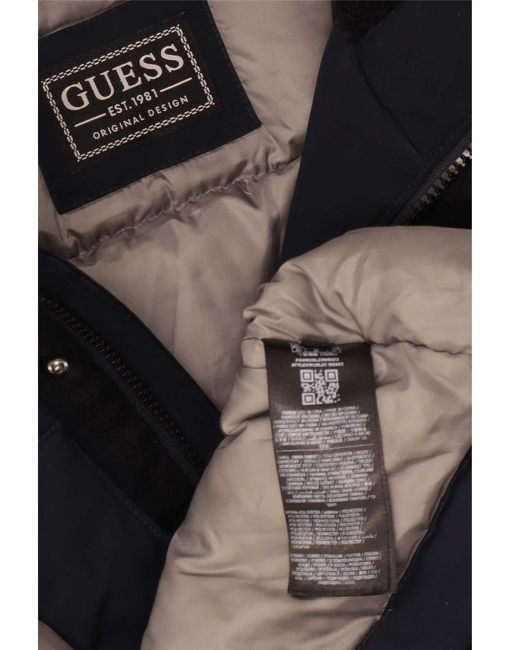 Guess Herren-Jacke mit Kapuze, gepolstert, UK 38, mittelmarineblau, Polyester