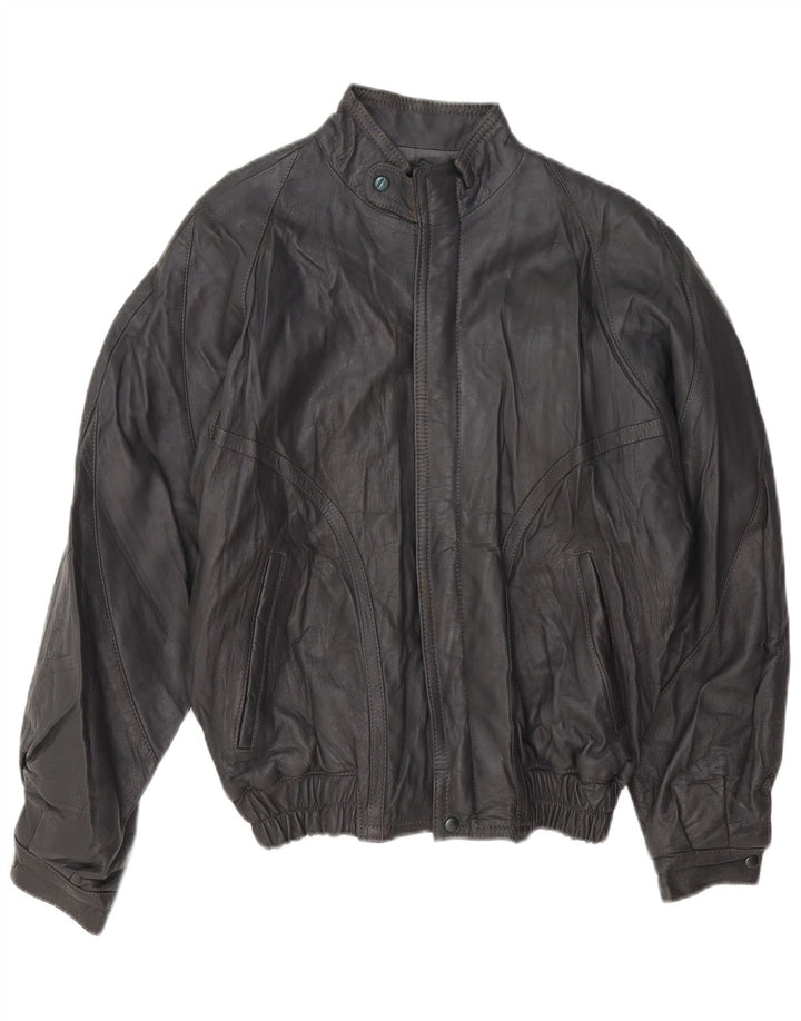 VINTAGE Herren Lederjacke UK 40 Großes graues Leder
