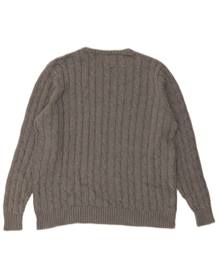 MARKS & SPENCER Herren Blauer Harbor-Pullover mit Rundhalsausschnitt Mittelgrau