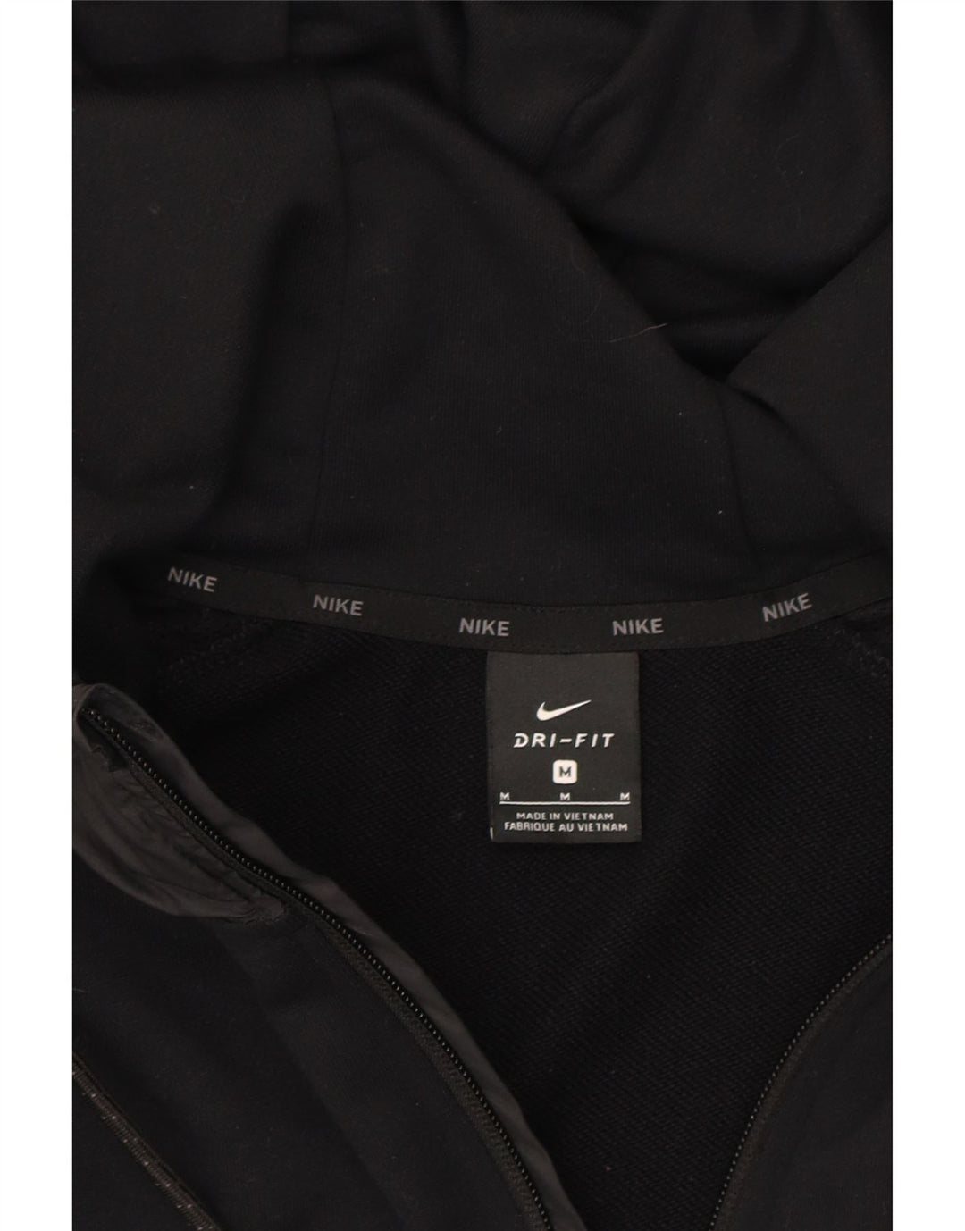 ADIDAS Womens Dri Fit Zip Hoodie Sweater UK 14 Medium Black Polyester Vintage Adidas and Second-Hand Adidas from Messina Hembry 
