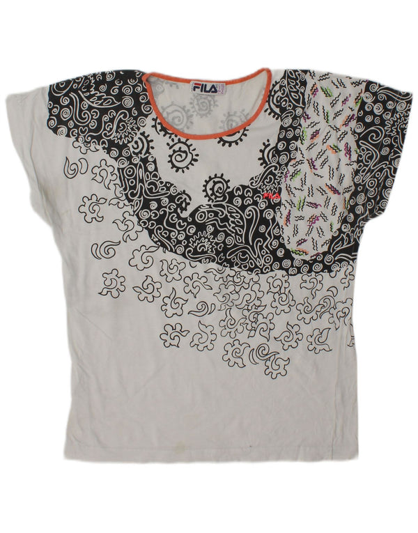 Fila Damen T-Shirt Top IT 44 Mittelweiß Paisley
