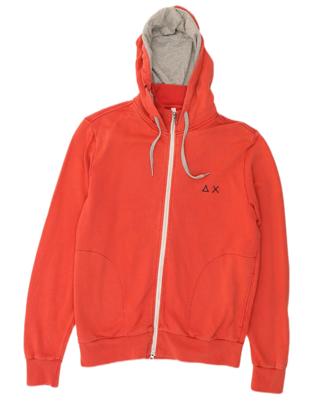 SUN68 Herren-Kapuzenpullover mit Reißverschluss, groß, aus roter Baumwolle