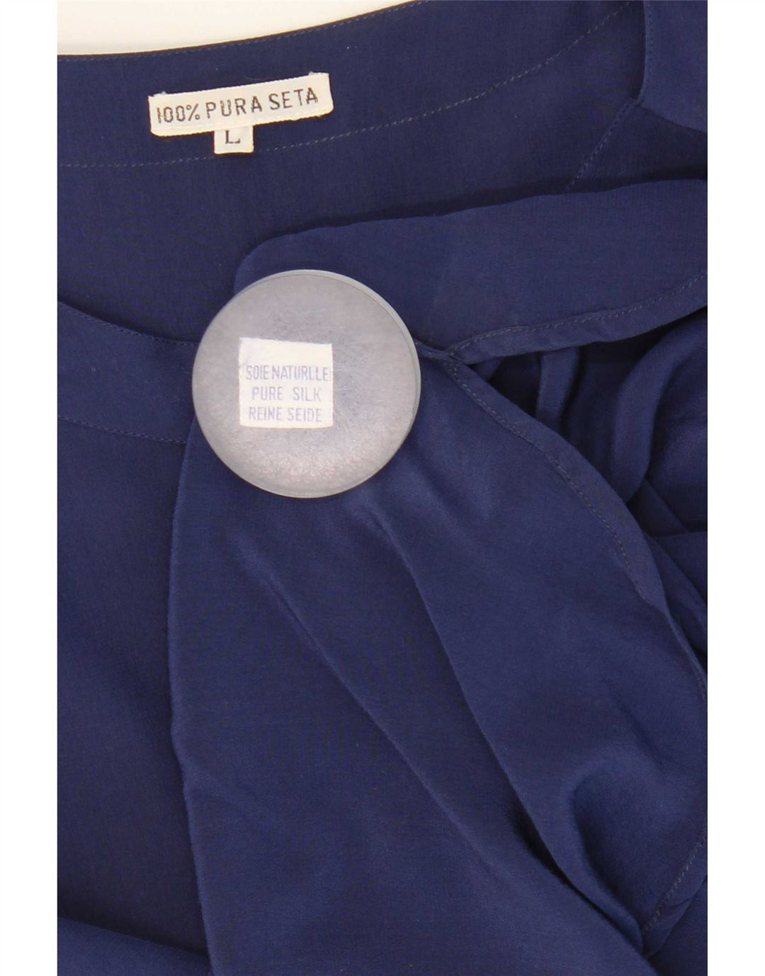 Vintage Damen Durchsichtiges Blusentop UK 16 Große marineblaue Seide