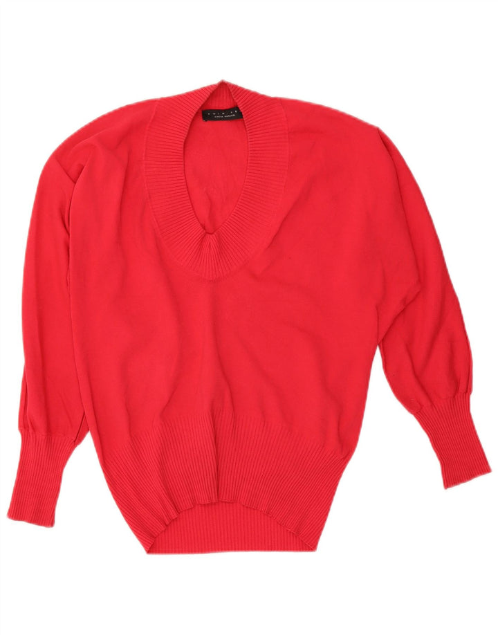 Simona Barbieri Damen Twin-Set Pullover mit V-Ausschnitt, UK 16, Größe L, Rot