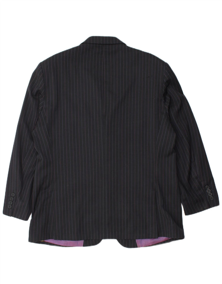 TED BAKER Herren-Blazer mit 2 Knöpfen, UK 44, 2XL, schwarze Nadelstreifenwolle