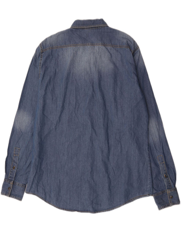 BENETTON Mens Denim Shirt XL Blue Cotton