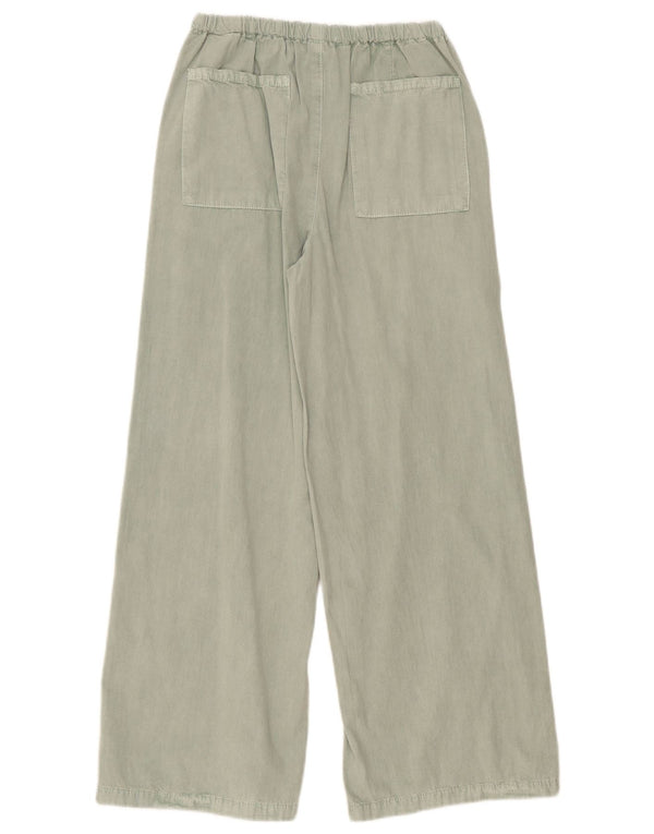 Zara Mädchen-Hose mit hoher Taille und weitem Bein, 13–14 Jahre, W26 L28, grüne Baumwolle