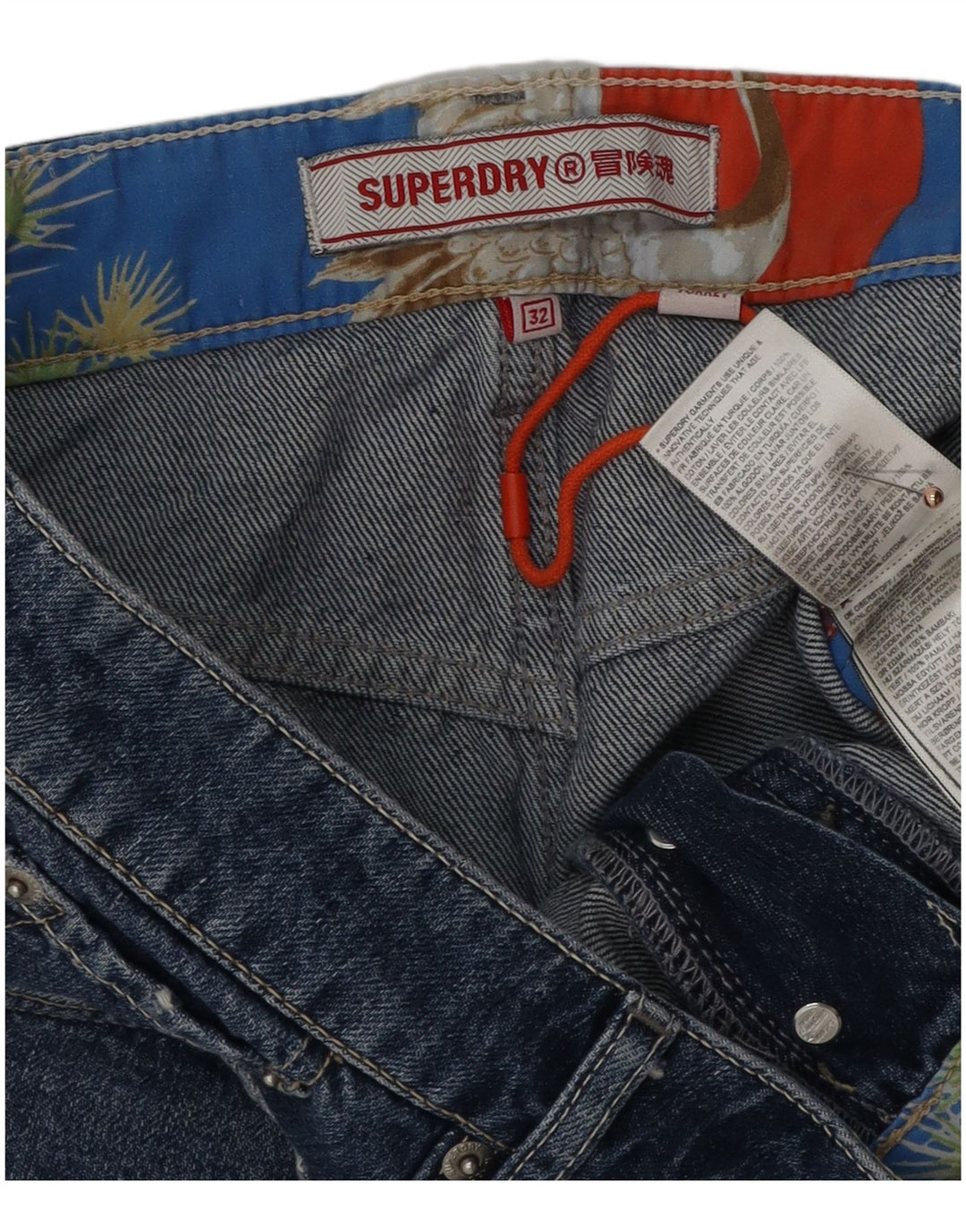 SUPERDRY Distressed Denim-Shorts für Damen, W32, Größe L, Blau, Baumwolle