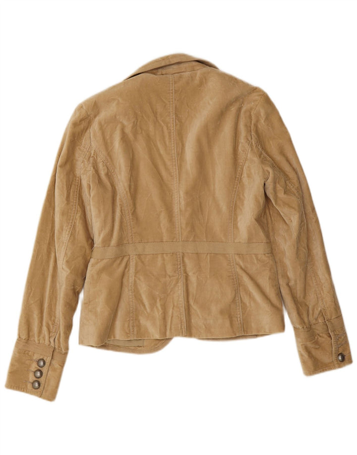 Massimo Dutti Damen-Blazerjacke aus Samt mit 1 Knopf, EU 38, Größe S, Beige, Baumwolle