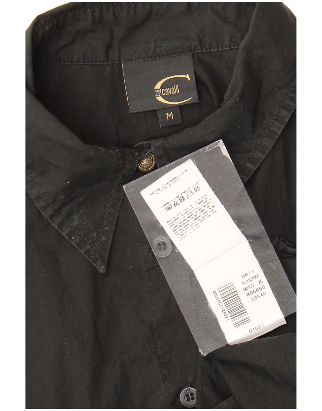Just Cavalli Womens Shirt UK 12 Mittelschwarze Baumwolle
