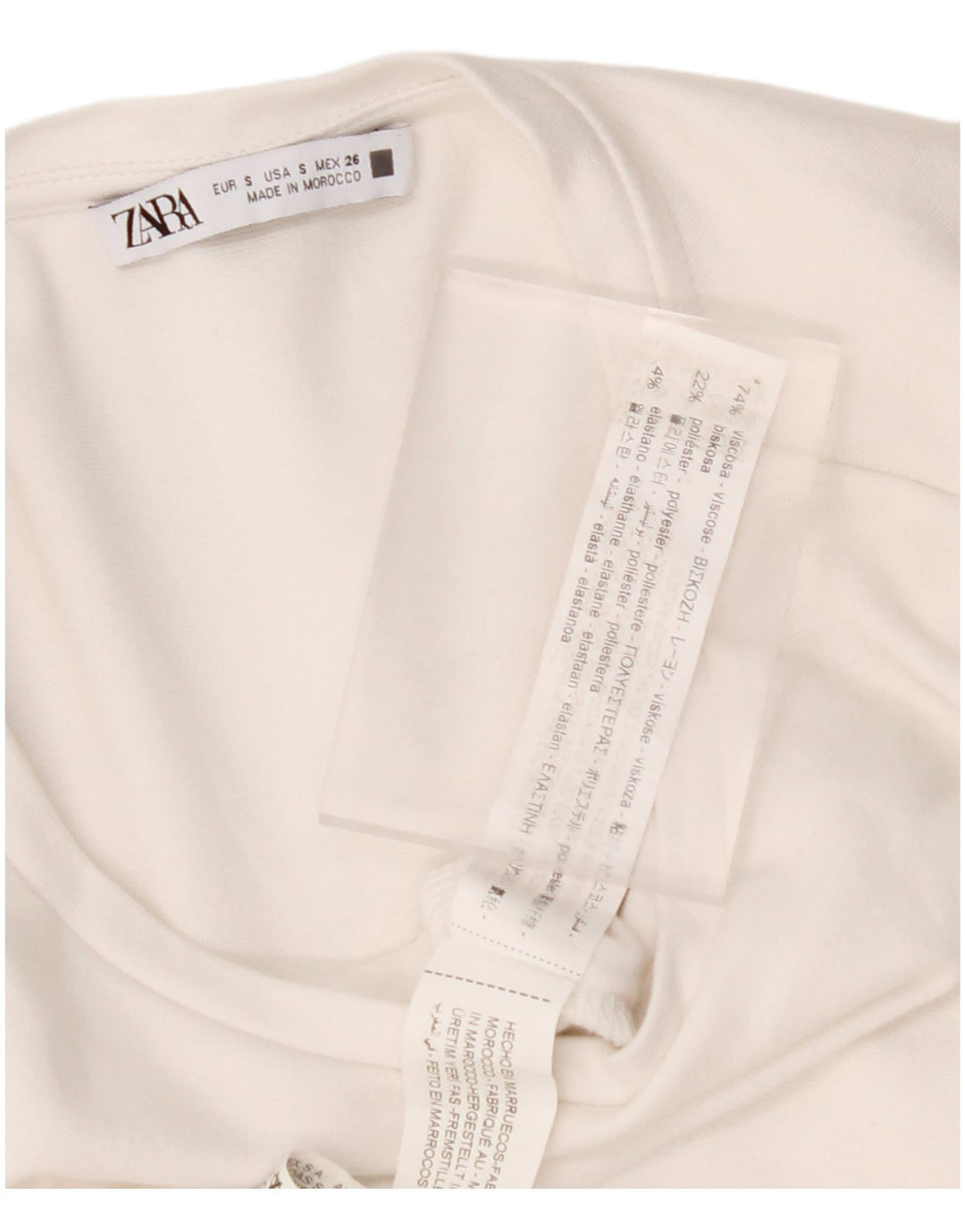 ZARA Damen A-Linien-Kleid UK 10 Small Weiße Viskose