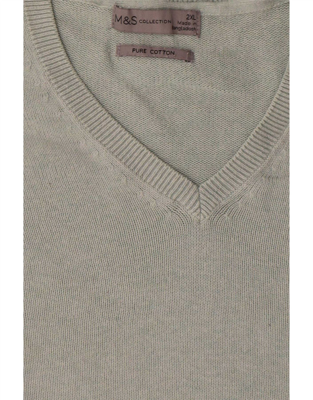 Marks & Spencer Herren-Pullover mit V-Ausschnitt, 2XL, graue Baumwolle