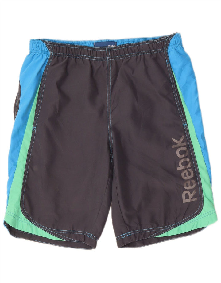 REEBOK Herren-Badeshorts mit Grafik, XS, Grau, Farbblock