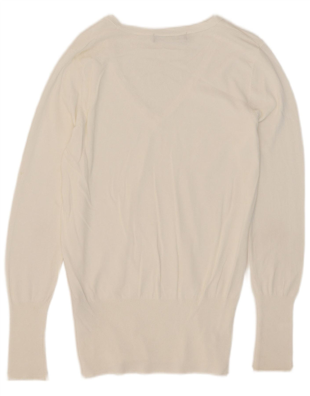 Zara Damen-Pullover mit V-Ausschnitt, UK 14, mittelweiße Viskose