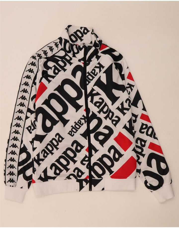 Kappa Herren-Trainingsanzug mit grafischem Oberteil, groß, aus weißem Polyester