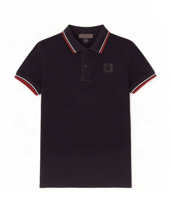 Converse Herren-Poloshirt, klein, marineblau, gestreift, Baumwolle
