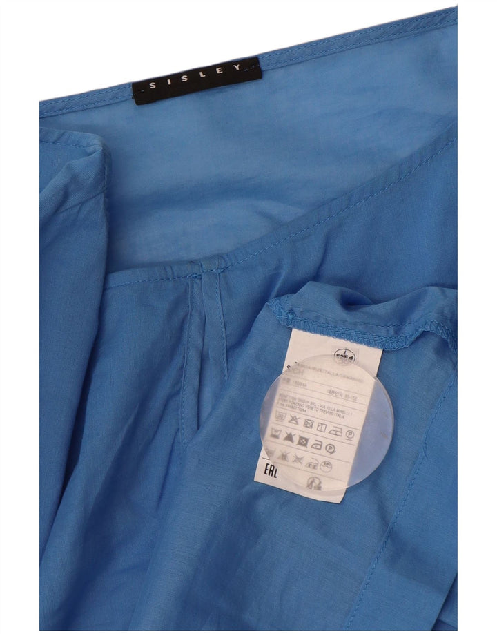 Sisley Damen-Blusenoberteil mit 3/4-Ärmeln, übergroß, Gr. 10, Größe S, Blau, Baumwolle