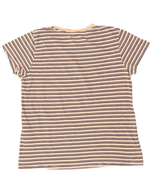 LEVI'S Damen T-Shirt Top UK 16 Large Beige gestreift Baumwolle
