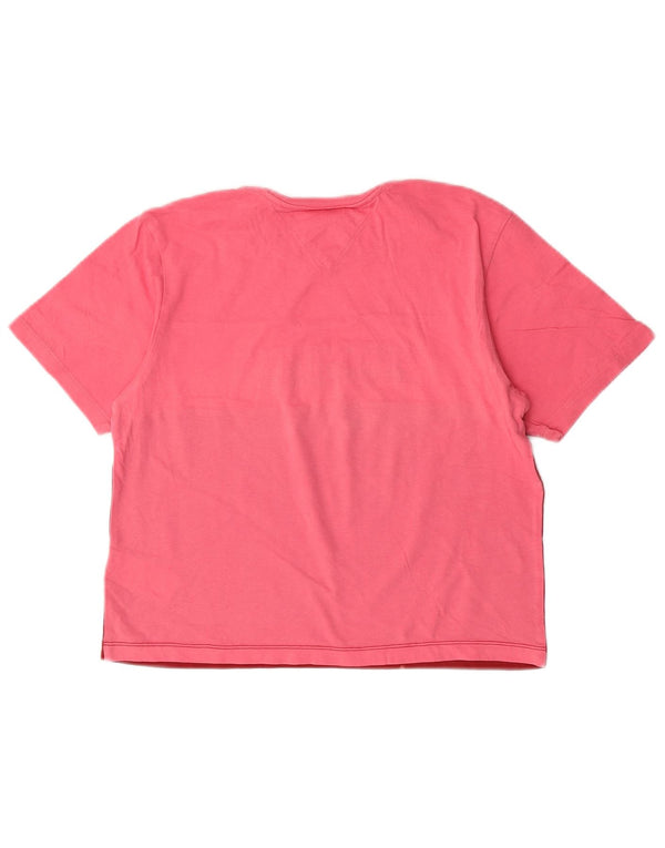 Tommy Hilfiger Damen Crop Graphic T-Shirt Top UK 6 XS Rosa Farbblock
