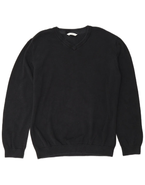 Marks & Spencer Jungen-Pullover mit V-Ausschnitt, 15–16 Jahre, schwarze Baumwolle