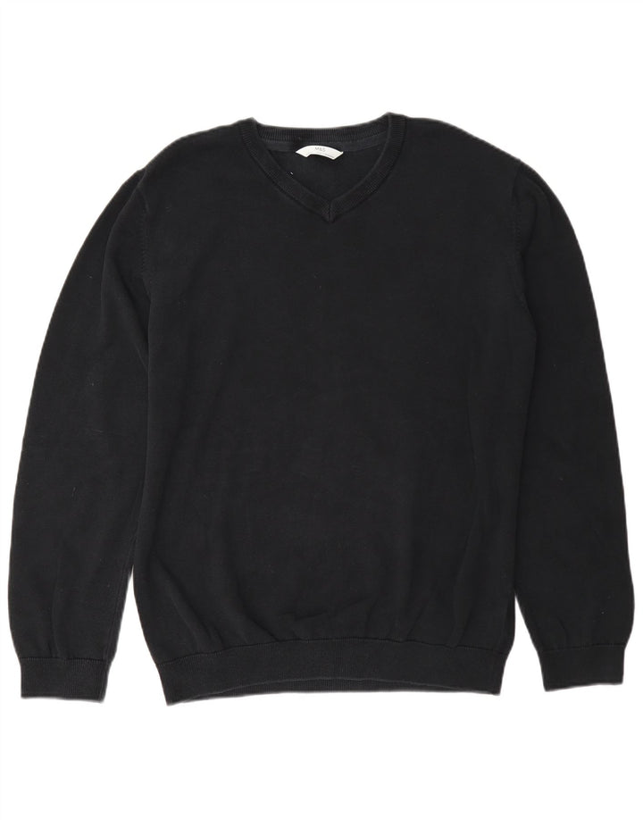 Marks & Spencer Jungen-Pullover mit V-Ausschnitt, 15–16 Jahre, schwarze Baumwolle