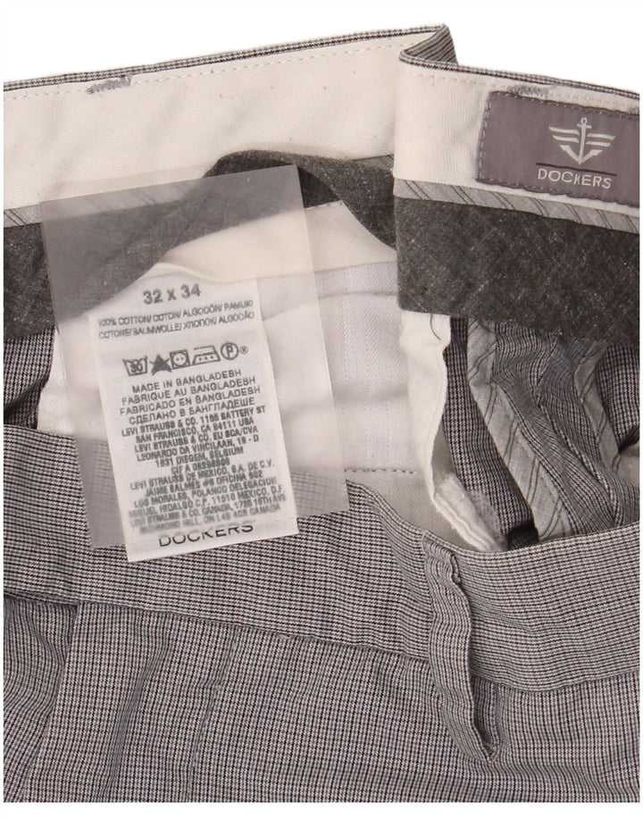 Dockers Herren-Anzughose, gerade, W32, L34, grau kariert, Baumwolle