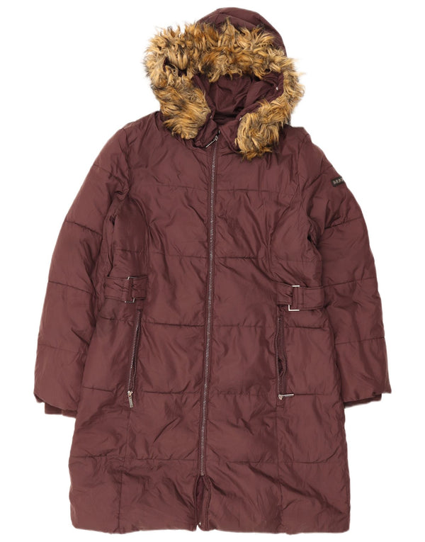 Dkny Damen Kapuzenmantel, gepolstert, UK 16, Größe L, Burgunderrot, Polyester