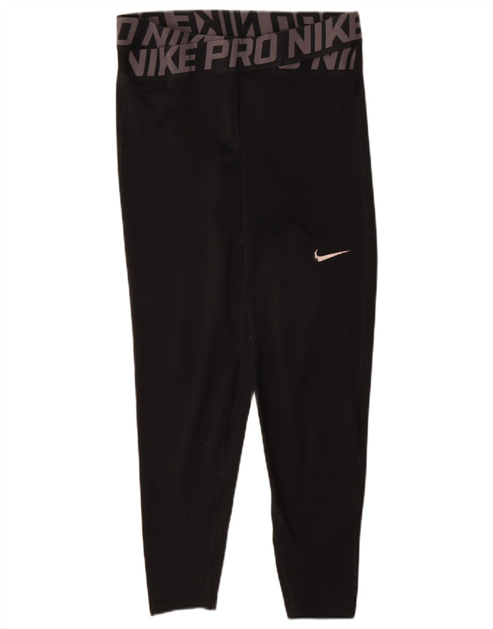 Nike Damen Dri Fit Graphic Leggings UK 14 Mittelschwarzes Polyester