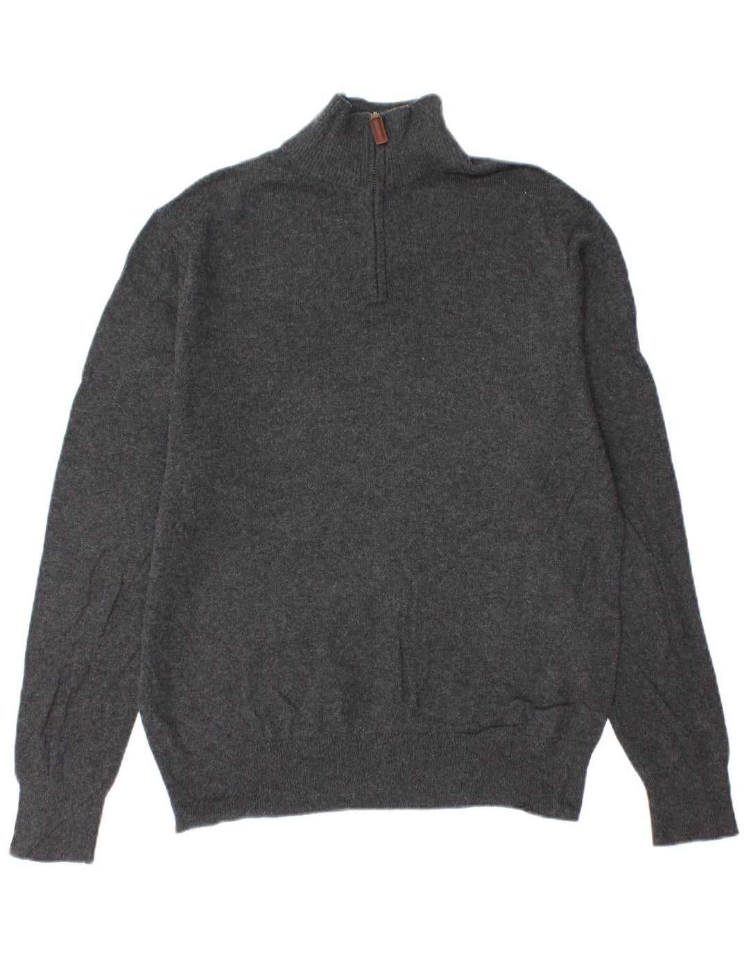 BONOBOS Herren-Pullover mit Reißverschluss am Hals, mittelgraue Baumwolle